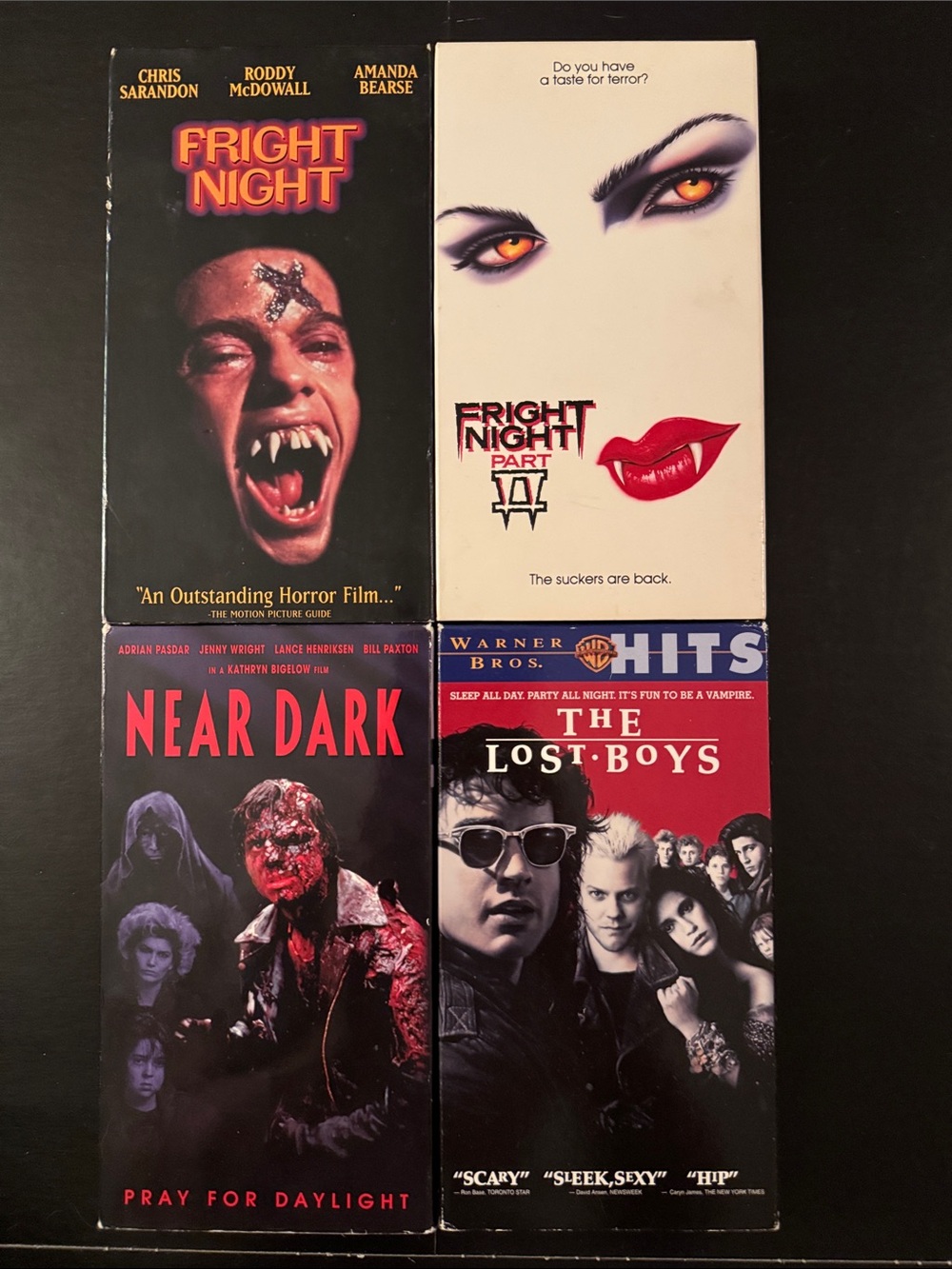 The Lost Boys, Near Dark, Fright Night 1 & part 2. VHS 📼 4 Vampire Horror Movies